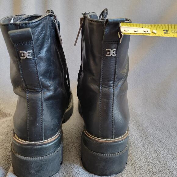 SAM EDELMAN GARRET Shoes Boots Womens 8 Combat Leather Lace Up Inner Zip Motor - Picture 6 of 14